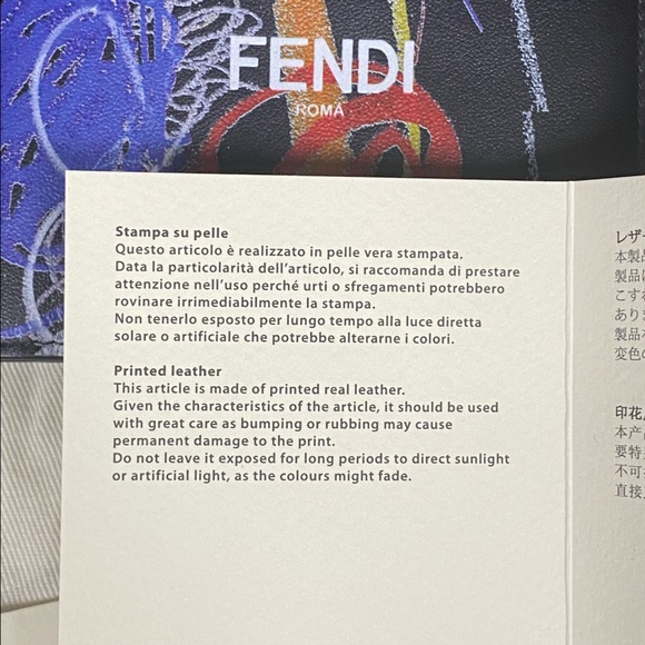 FENDI X Noel Fielding Signature Scribble Mens bi-fold Wallet Black Leather NWT - Picture 6 of 8